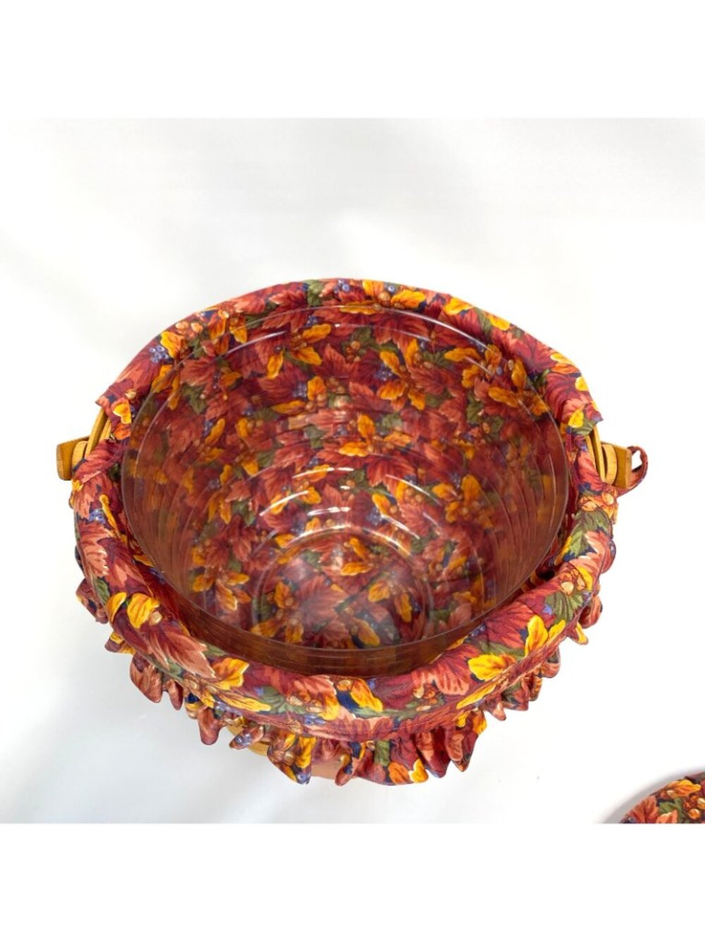 Longaberger Pumpkin Baskets Lot of 2 1995 1997 Lids Liners Protectors Tie-Ons - Picture 7 of 16